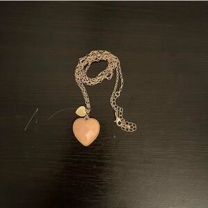 Gold and Pink Heart Pendant Necklace